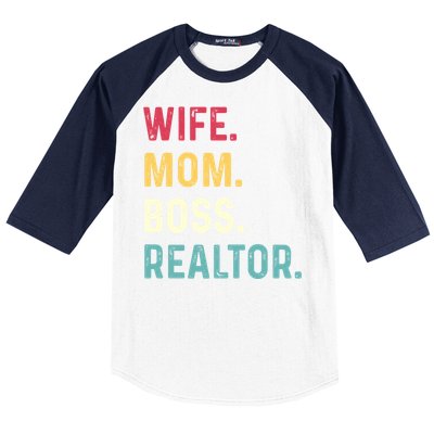 Wife Mom Boss Realtor Female Funny Gift Baseball Sleeve Shirt