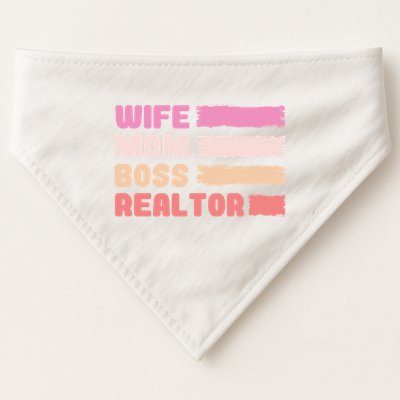 Wife Mom Boss Realtor Funny Real Estate Agent Funny Gift USA-Made Doggie Bandana