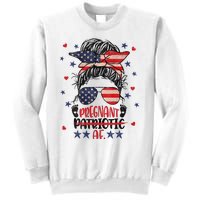 Womens Messy Bun 4th Of July Patriotic Af Pregnant Pregnancy Funny Sweatshirt