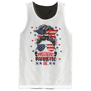 Womens Messy Bun 4th Of July Patriotic Af Pregnant Pregnancy Funny Mesh Reversible Basketball Jersey Tank