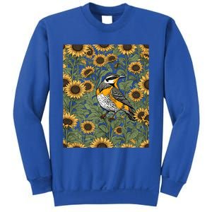 Western Meadowlark Bird Surrounded By Sunflowers Gift Sweatshirt