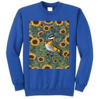 Western Meadowlark Bird Surrounded By Sunflowers Gift Sweatshirt