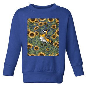 Western Meadowlark Bird Surrounded By Sunflowers Gift Toddler Sweatshirt