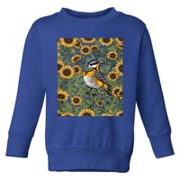 Western Meadowlark Bird Surrounded By Sunflowers Gift Toddler Sweatshirt