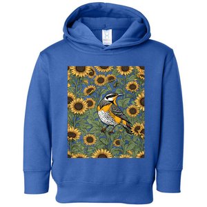 Western Meadowlark Bird Surrounded By Sunflowers Gift Toddler Hoodie