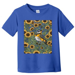 Western Meadowlark Bird Surrounded By Sunflowers Gift Toddler T-Shirt