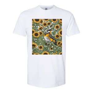 Western Meadowlark Bird Surrounded By Sunflowers Gift Softstyle CVC T-Shirt