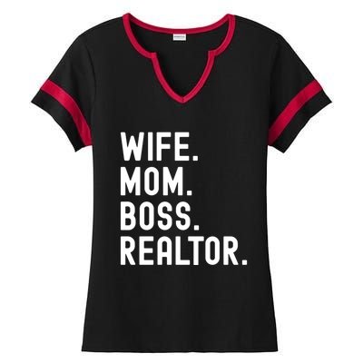 Wife Mom Boss Realtor Real Estate Agent Gift Ladies Halftime Notch Neck Tee