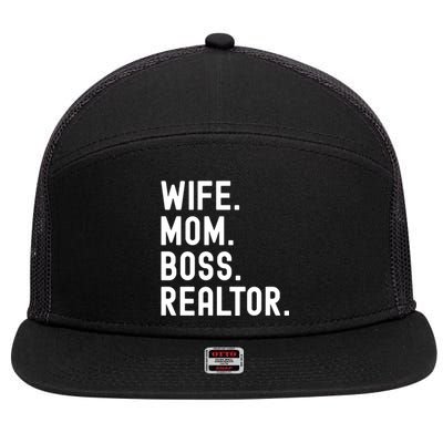 Wife Mom Boss Realtor Real Estate Agent Gift 7 Panel Mesh Trucker Snapback Hat