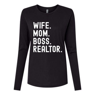 Wife Mom Boss Realtor Real Estate Agent Gift Womens Cotton Relaxed Long Sleeve T-Shirt