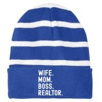 Wife Mom Boss Realtor Real Estate Agent Gift Striped Beanie with Solid Band