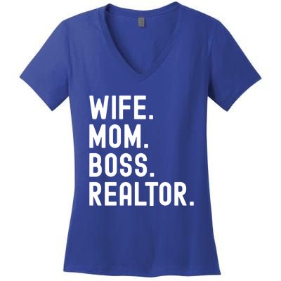 Wife Mom Boss Realtor Real Estate Agent Gift Women's V-Neck T-Shirt