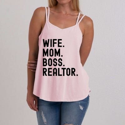 Wife Mom Boss Realtor Real Estate Agent Gift Women's Strappy Tank