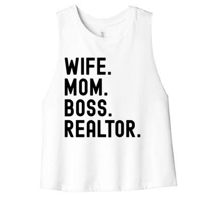 Wife Mom Boss Realtor Real Estate Agent Gift Women's Racerback Cropped Tank