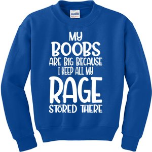 Wo My Boobs Are Big Because I Keep All My Rage Stored There Great Gift Kids Sweatshirt