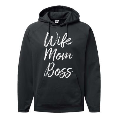 Wife Mom Boss Lady Funny Mommy Cute Performance Fleece Hoodie