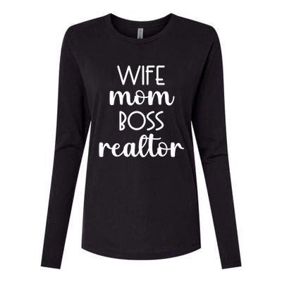 Wife Mom Boss Realtor Real Estate Agent Funny Gift Womens Cotton Relaxed Long Sleeve T-Shirt