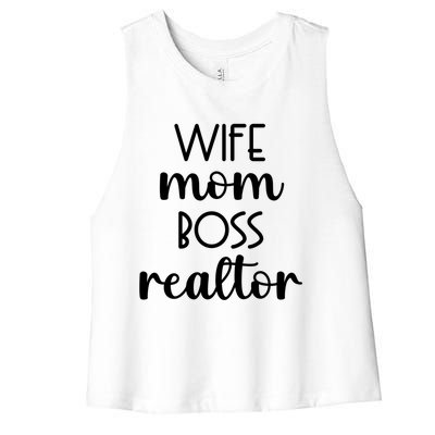 Wife Mom Boss Realtor Real Estate Agent Funny Gift Women's Racerback Cropped Tank