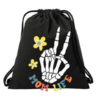 Weird Moms Build Character Groovy Mama Mothers Day Drawstring Bag