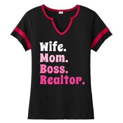 Wife Mom Boss Realtor Real Estate Agent Gift Ladies Halftime Notch Neck Tee