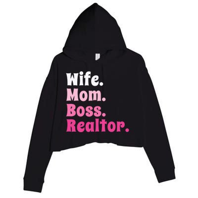 Wife Mom Boss Realtor Real Estate Agent Gift Crop Fleece Hoodie