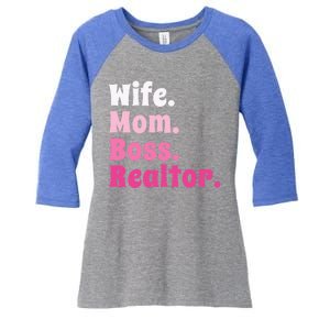 Wife Mom Boss Realtor Real Estate Agent Gift Women's Tri-Blend 3/4-Sleeve Raglan Shirt