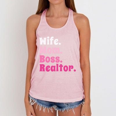 Wife Mom Boss Realtor Real Estate Agent Gift Women's Knotted Racerback Tank