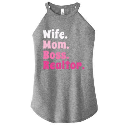 Wife Mom Boss Realtor Real Estate Agent Gift Women's Perfect Tri Rocker Tank