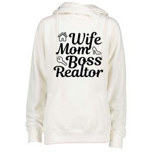 Wife Mom Boss Realtor Gift Womens Funnel Neck Pullover Hood