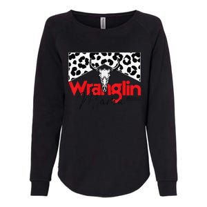 Wrangling Mama Bull Skull Leopard Western Mother's Day Womens California Wash Sweatshirt