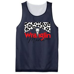 Wrangling Mama Bull Skull Leopard Western Mother's Day Mesh Reversible Basketball Jersey Tank