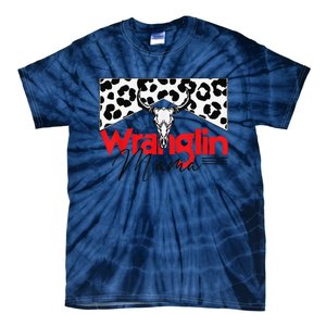 Wrangling Mama Bull Skull Leopard Western Mother's Day Tie-Dye T-Shirt