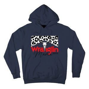 Wrangling Mama Bull Skull Leopard Western Mother's Day Tall Hoodie