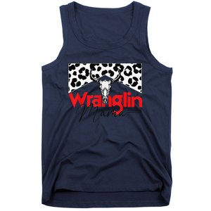 Wrangling Mama Bull Skull Leopard Western Mother's Day Tank Top