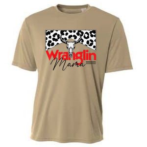 Wrangling Mama Bull Skull Leopard Western Mother's Day Cooling Performance Crew T-Shirt