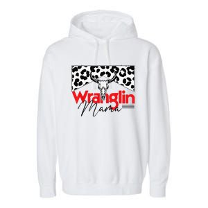 Wrangling Mama Bull Skull Leopard Western Mother's Day Garment-Dyed Fleece Hoodie