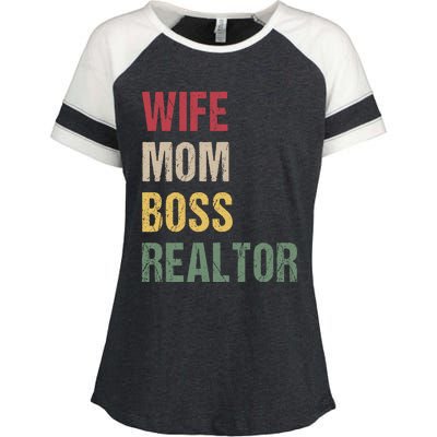 Wife Mom Boss Realtor Funny Gift Enza Ladies Jersey Colorblock Tee