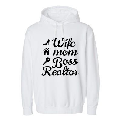 Wife Mom Boss Realtor Great Gift Garment-Dyed Fleece Hoodie