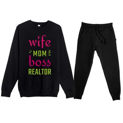 Wife Mom Boss Realtor Gift Premium Crewneck Sweatsuit Set