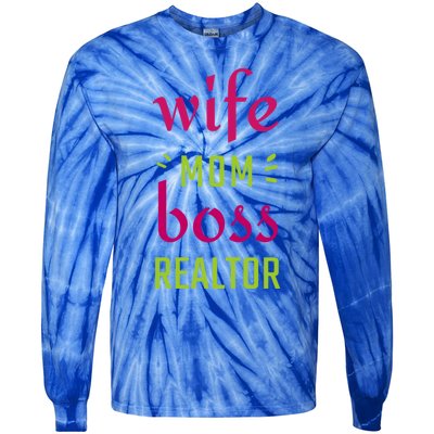 Wife Mom Boss Realtor Gift Tie-Dye Long Sleeve Shirt