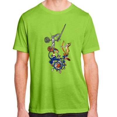 Weird Medieval Bestiary Killer Rabbits With Sword And Bow Adult ChromaSoft Performance T-Shirt