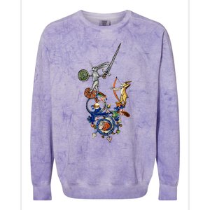 Weird Medieval Bestiary Killer Rabbits With Sword And Bow Colorblast Crewneck Sweatshirt