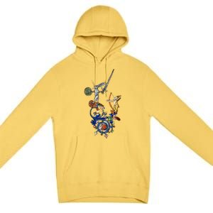 Weird Medieval Bestiary Killer Rabbits With Sword And Bow Premium Pullover Hoodie