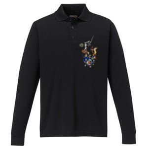 Weird Medieval Bestiary Killer Rabbits With Sword And Bow Performance Long Sleeve Polo