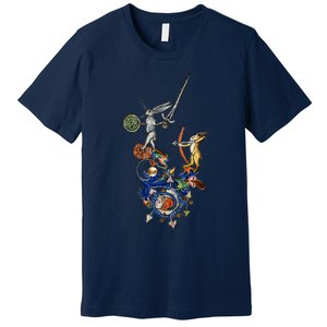 Weird Medieval Bestiary Killer Rabbits With Sword And Bow Premium T-Shirt