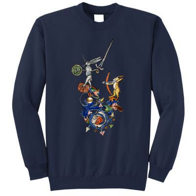 Weird Medieval Bestiary Killer Rabbits With Sword And Bow Tall Sweatshirt