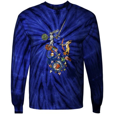 Weird Medieval Bestiary Killer Rabbits With Sword And Bow Tie-Dye Long Sleeve Shirt