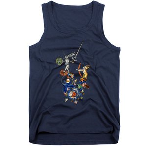 Weird Medieval Bestiary Killer Rabbits With Sword And Bow Tank Top