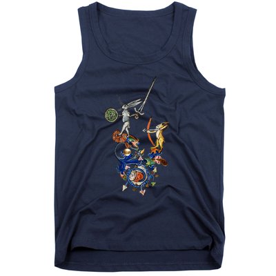 Weird Medieval Bestiary Killer Rabbits With Sword And Bow Tank Top