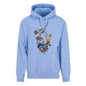 Weird Medieval Bestiary Killer Rabbits With Sword And Bow Unisex Surf Hoodie